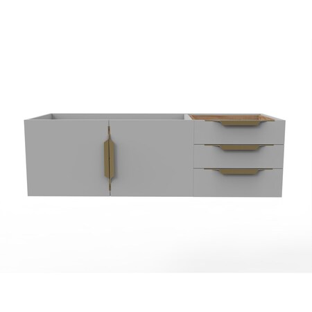 Castello Usa Alpine 48" Wall Mounted Gray Vanity Base with Gold Handles CB-MC-48G-GLD-VBO